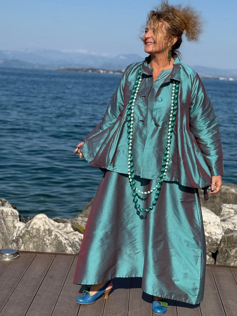 GIACCA TAFTA PAVONE