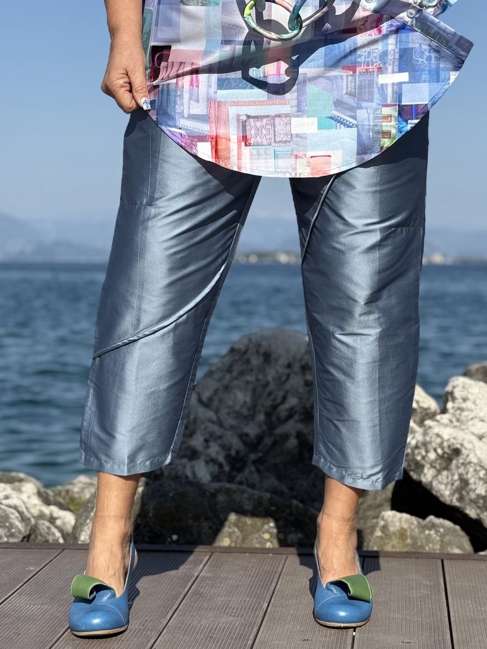 PANTALONI AZZURRO POLVERE