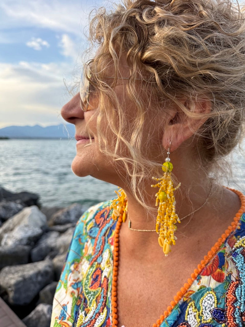 ORECCHINI GIALLI con perline e limoni
