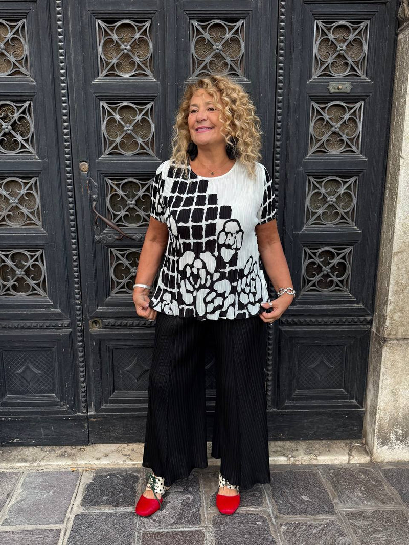 PANTALONE AMPIO PLISSÉ NERO