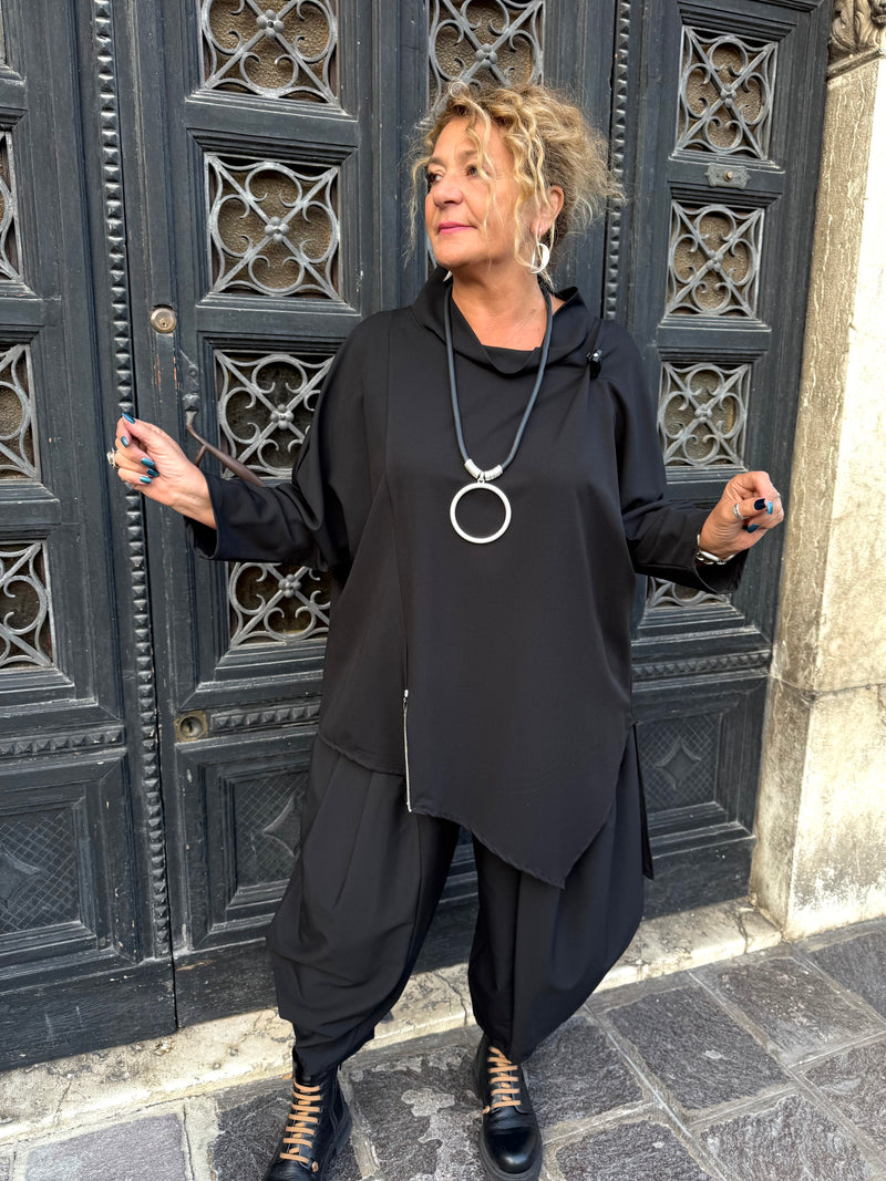 Blusa Dinah in lino BEIGE stampa fiori con cappuccio