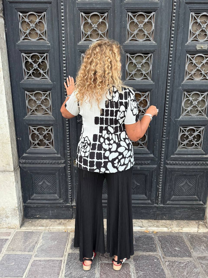 PANTALONE AMPIO PLISSÉ NERO