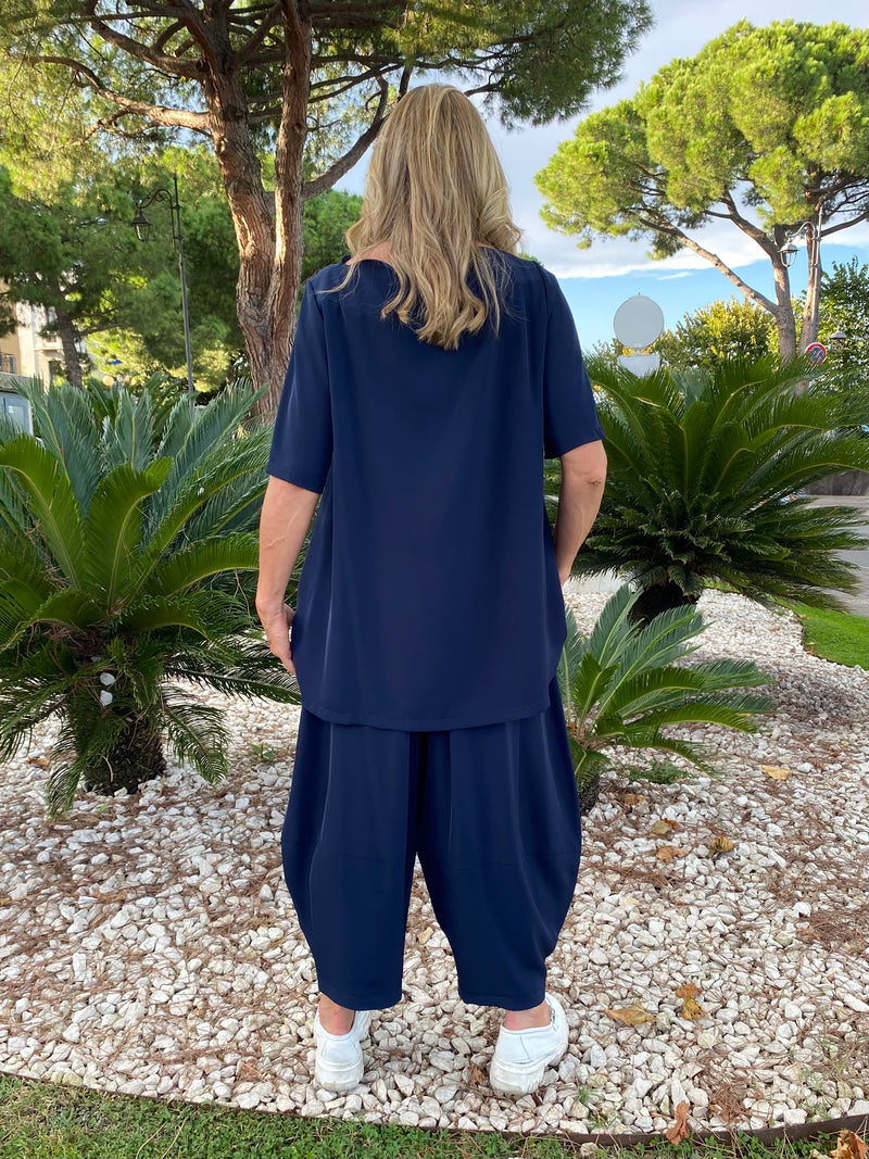 COMPLETO ROBERTA CASACCA E PANTALONE GAUCHO BLU