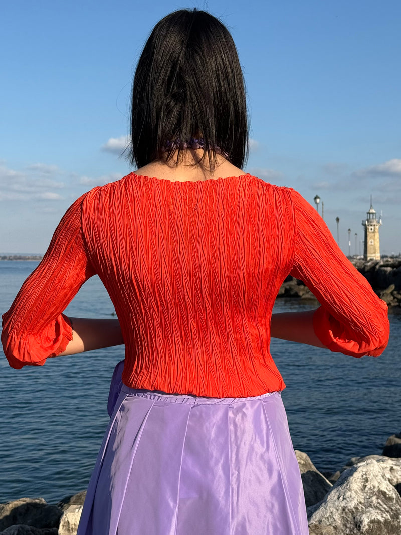 BLUSA PLISSÉ ARANCIO