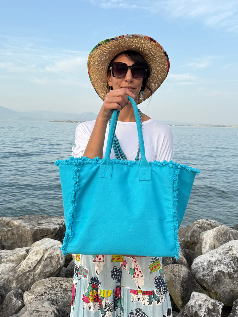 BORSA CANVAS TURCHESE