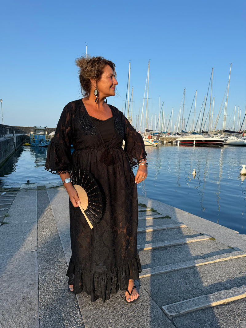ABITO NERO IN PIZZO DI COTONE  SARA