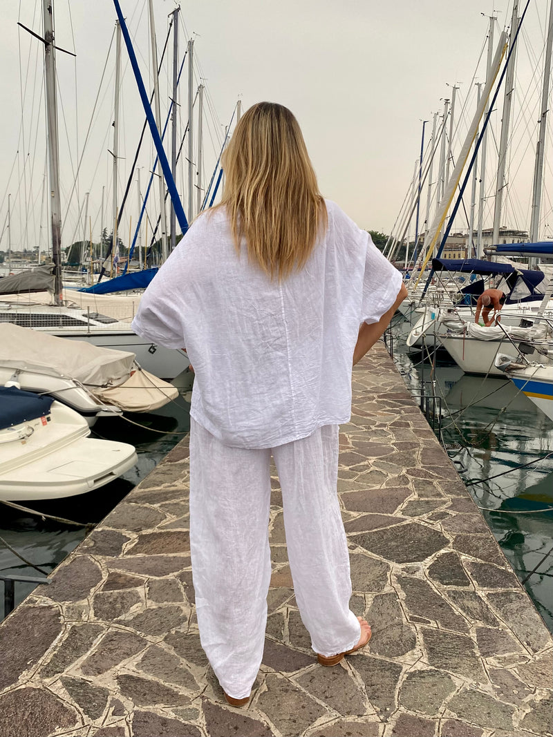 Pantalone NOA in puro lino bianco