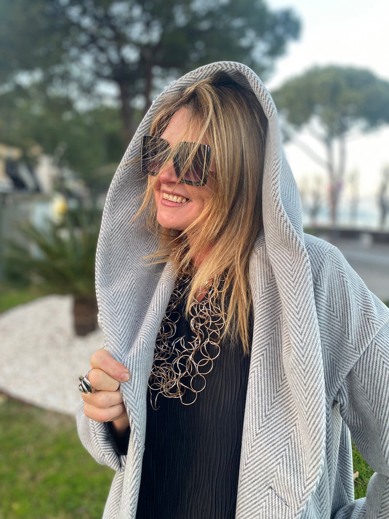 Cappotto spigato grigio