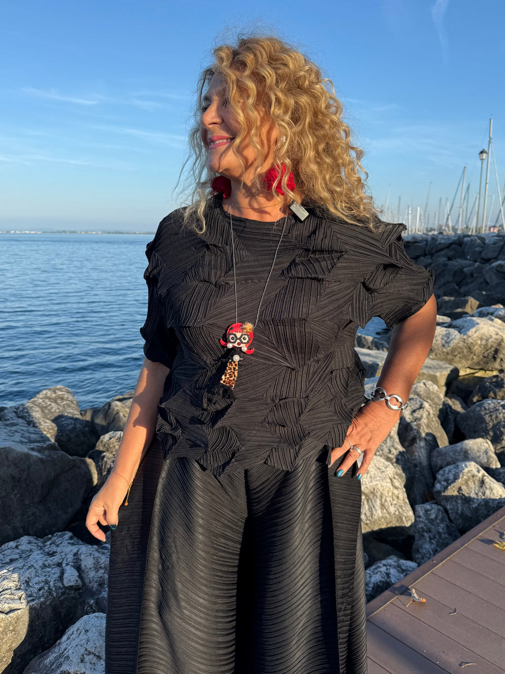 BLUSA IN PLISSÈ PIZZICATO NERA