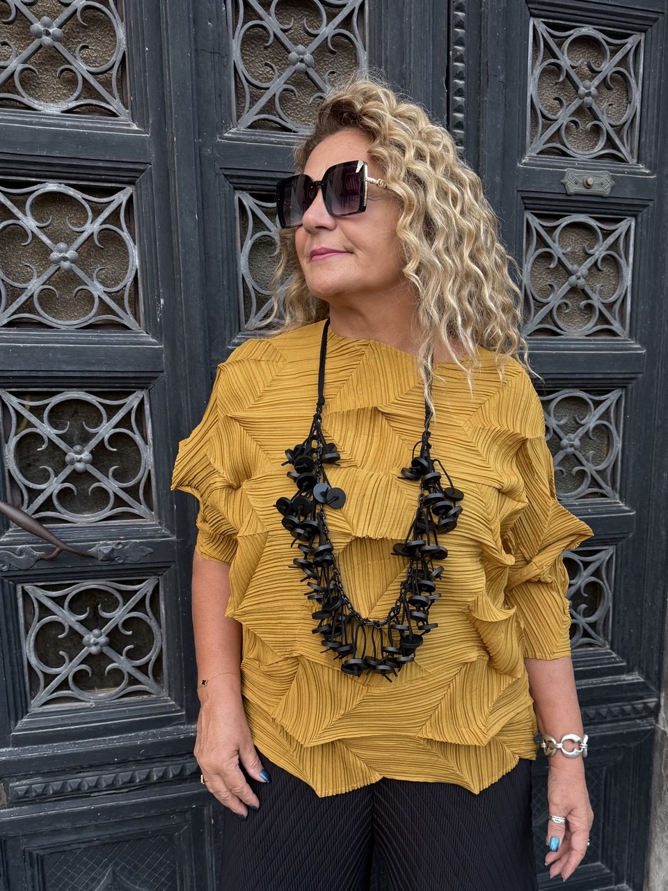 BLUSA IN PLISSÈ SENAPE PIZZICATO