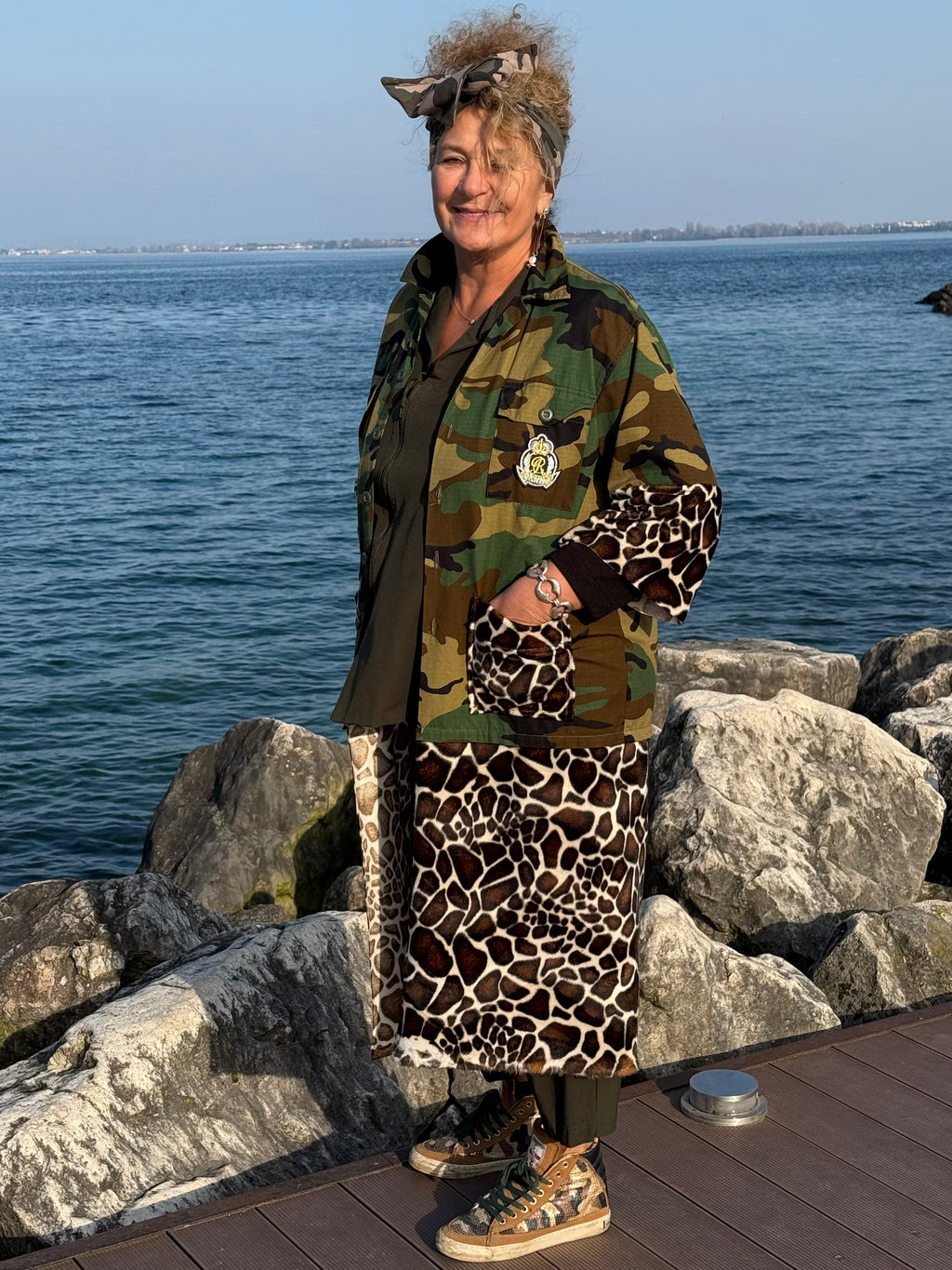 GIACCA LUNGA MIMETICA MILITARE
