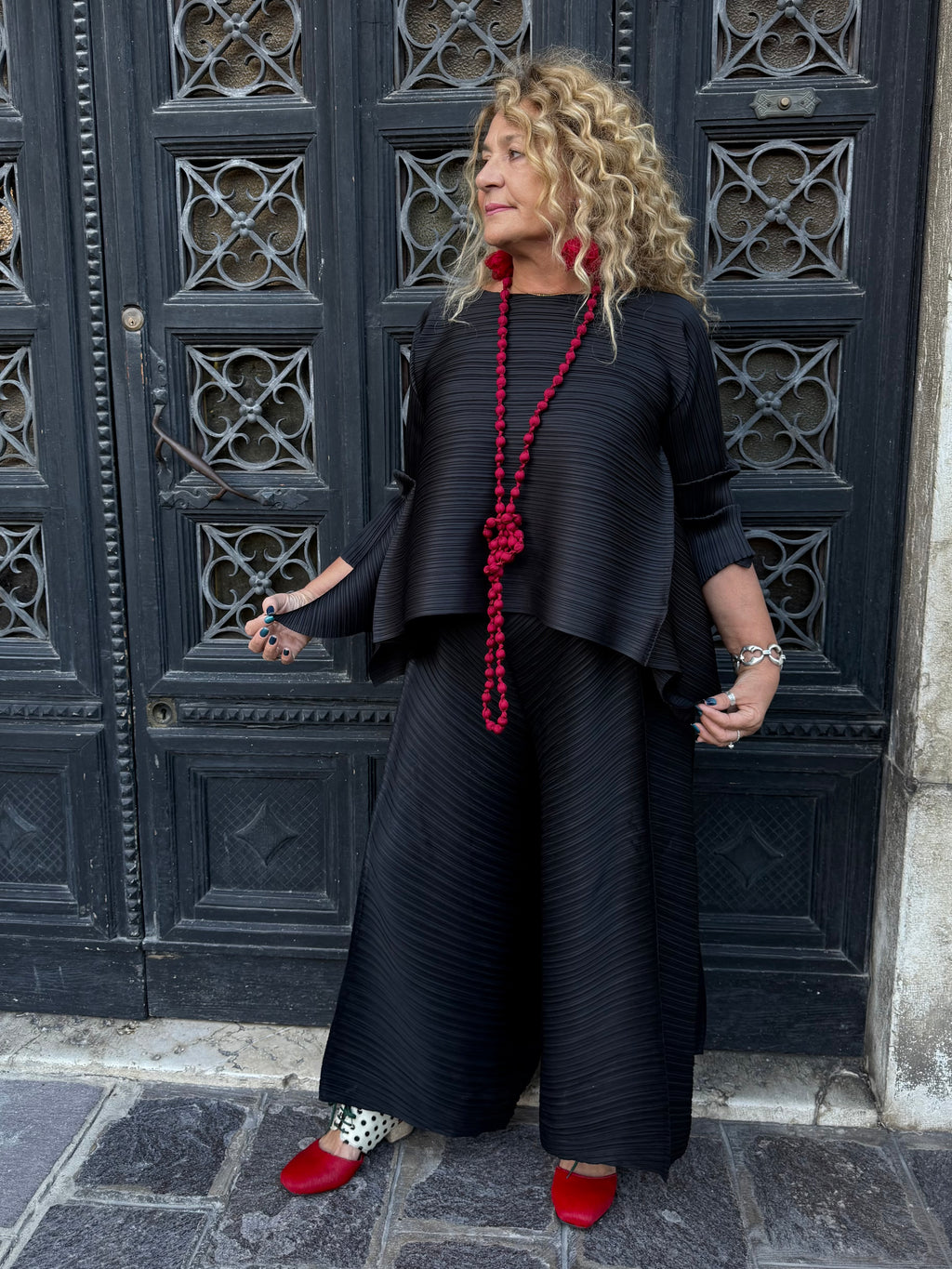 PANTALONI  IN PLISSE' CIN PANNELLI