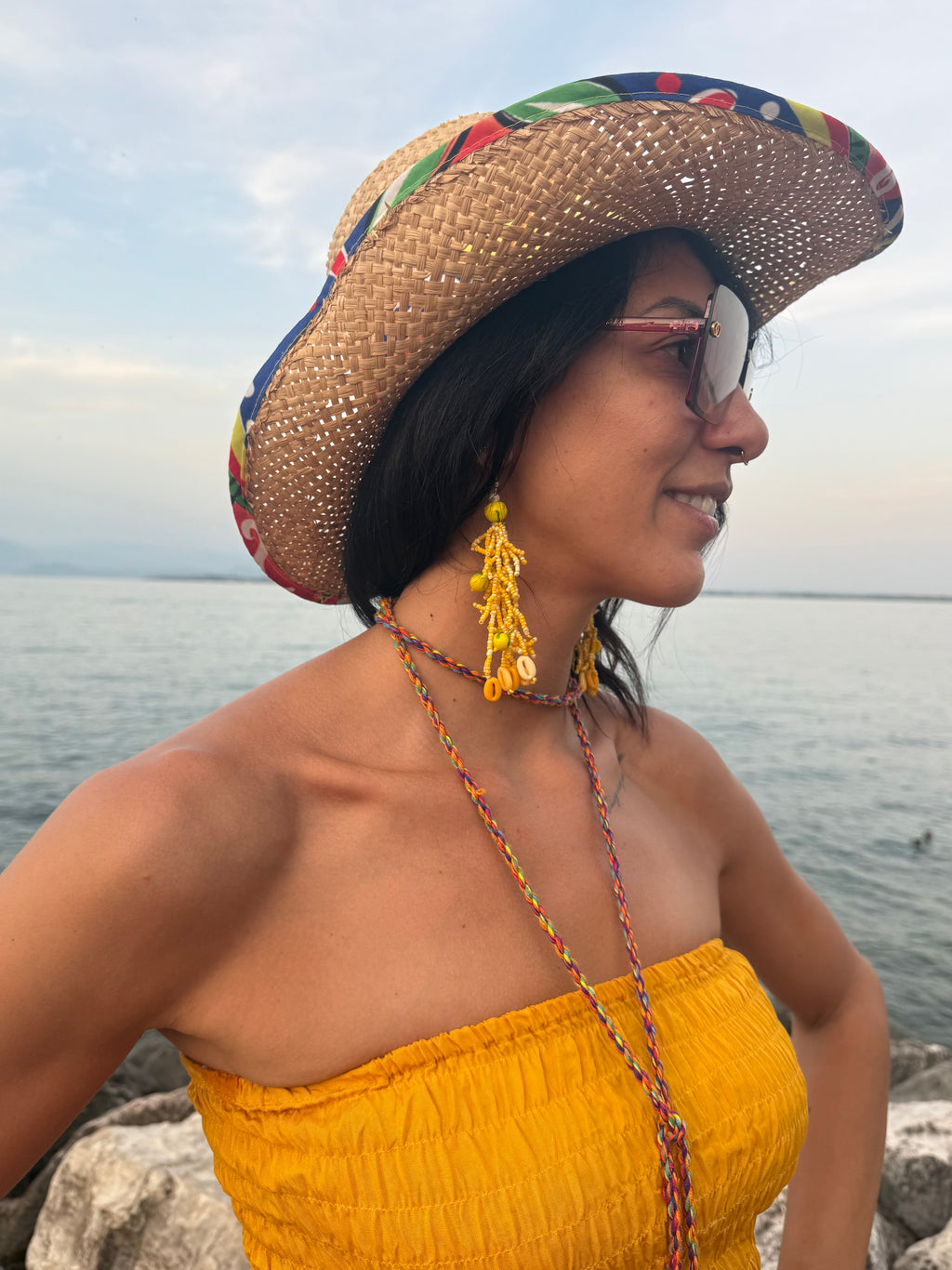 ORECCHINI PERLINE GIALLE E LIMONI