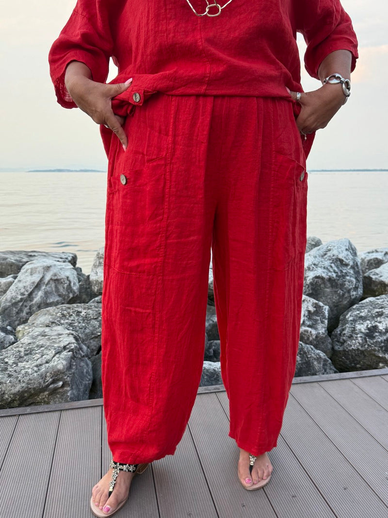 PANTALONI NOA ROSSO IN LINO (BIS)