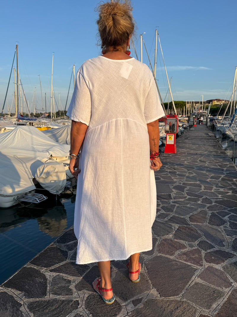 ABITO MARGHERITA IN LINO BIANCO