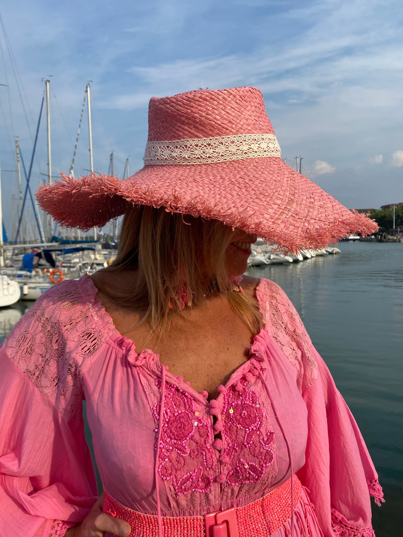 Cappello in paglia pink