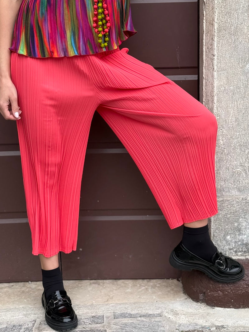 Pantalone plisse corallo