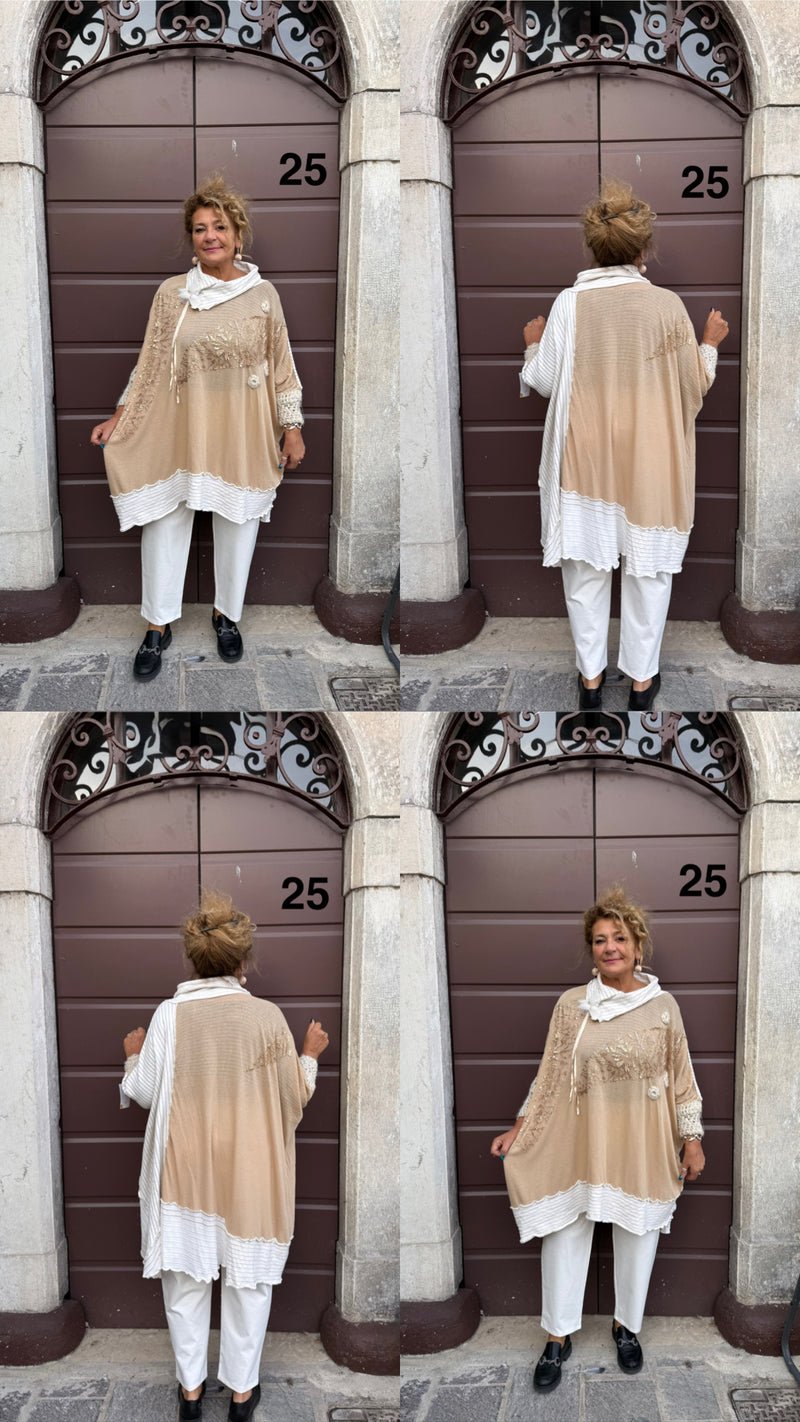 PONCHO/ BIG MAGLIONE BEIGE