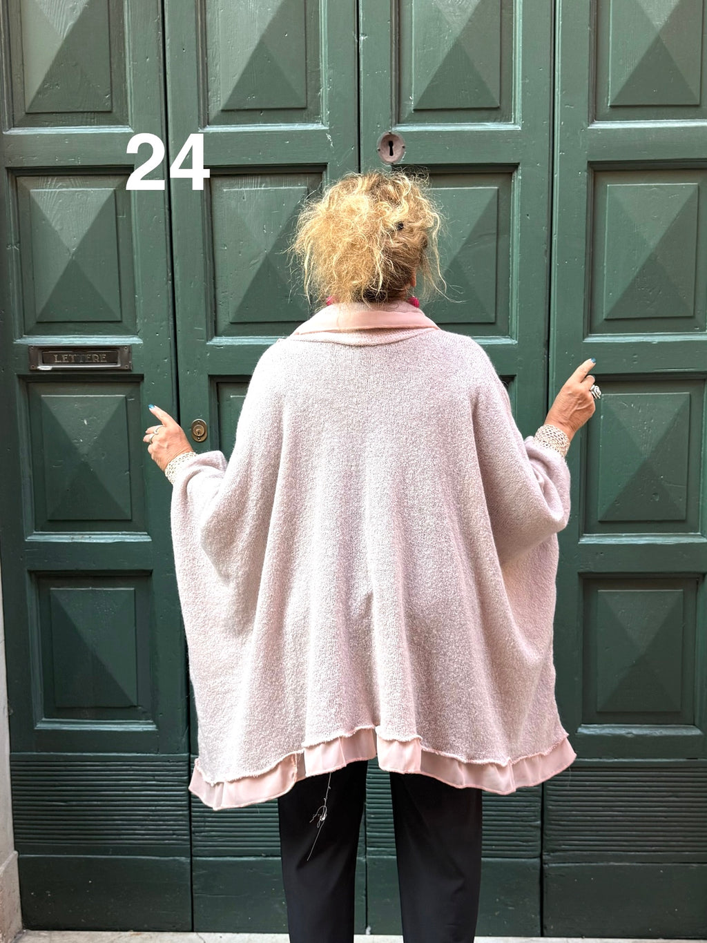 PONCHO BIG MAGLIONE ROSA ANTICO