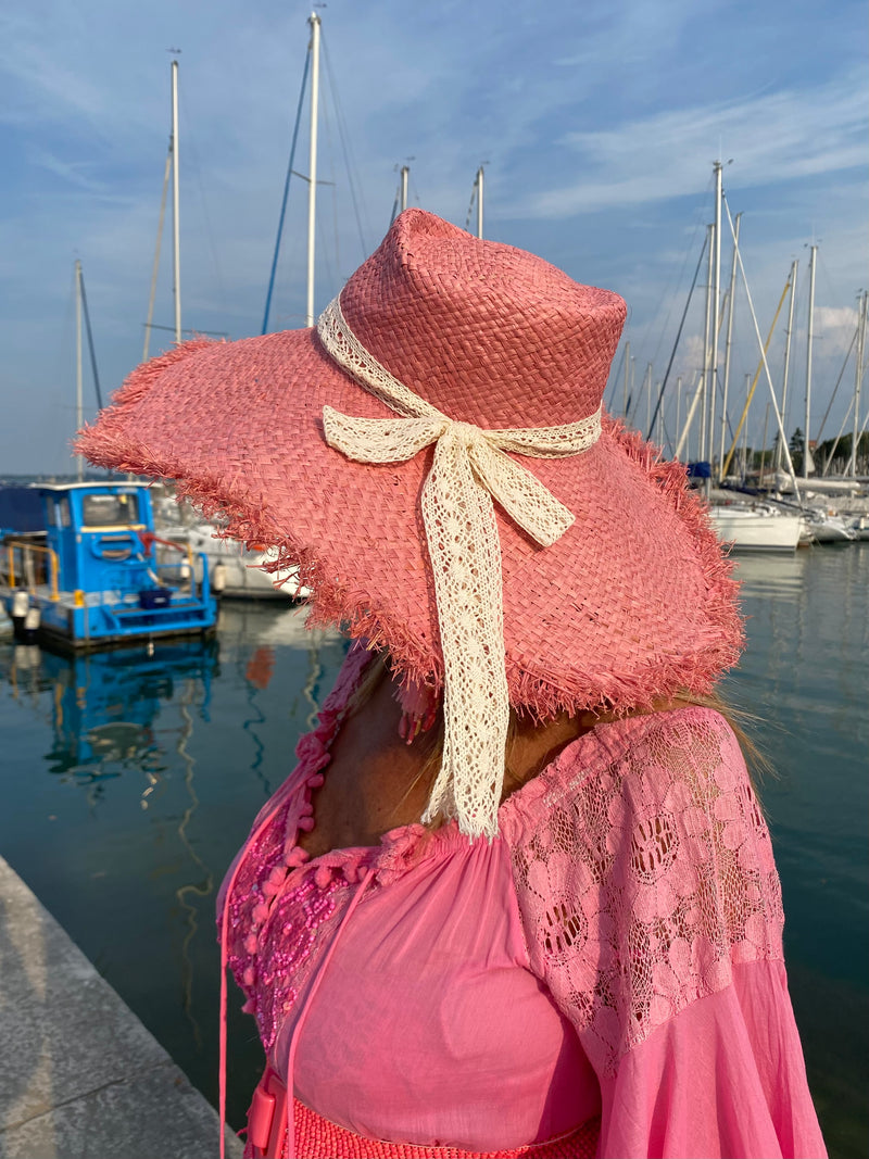 Cappello in paglia pink