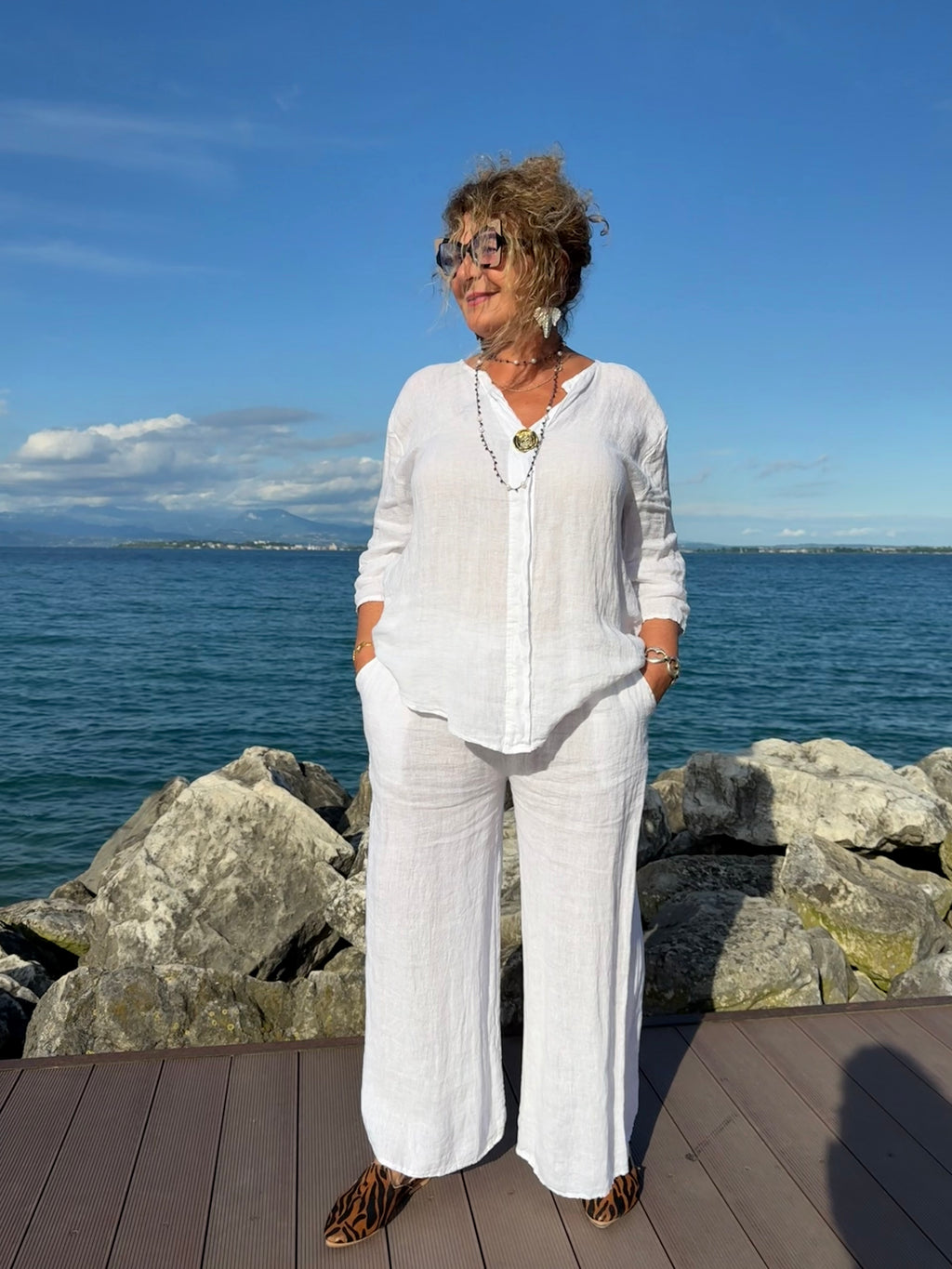 COMPLETO IN LINO BIANCO MILVA