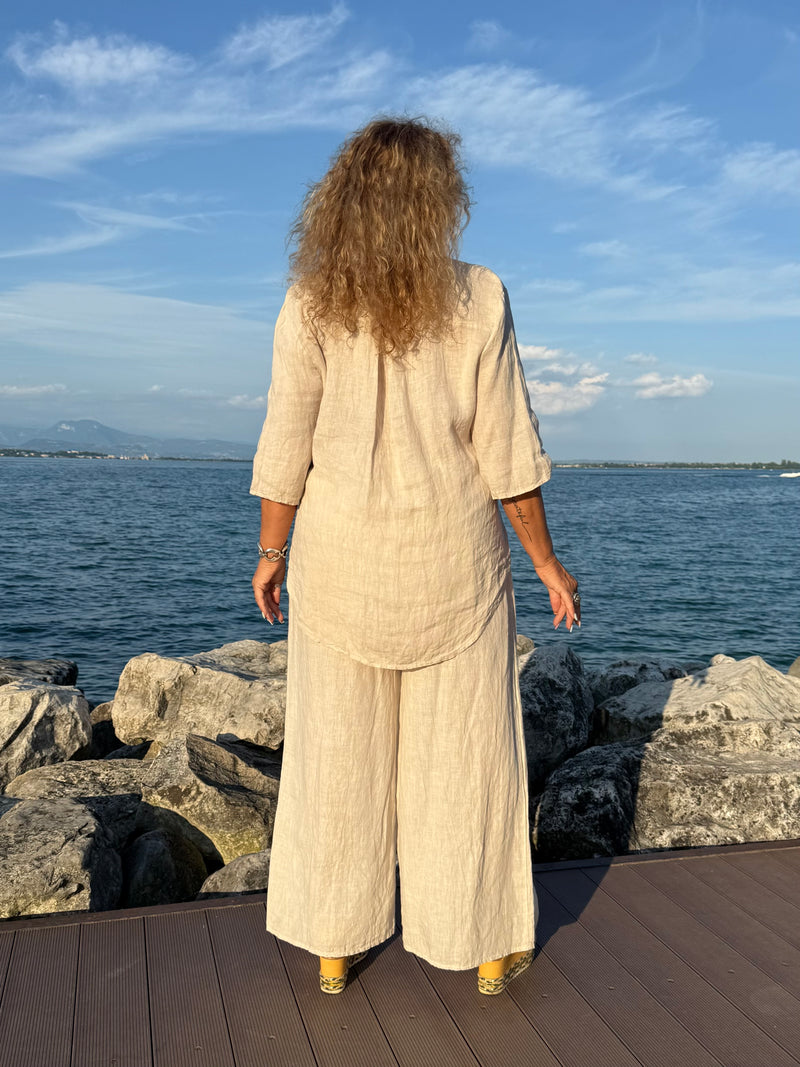 COMPLETO IN LINO SABBIA MILVA