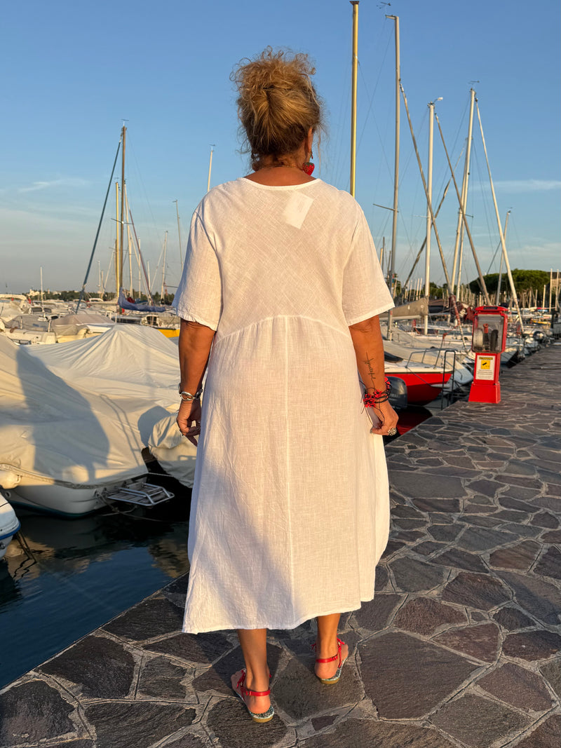 ABITO MARGHERITA IN LINO BIANCO