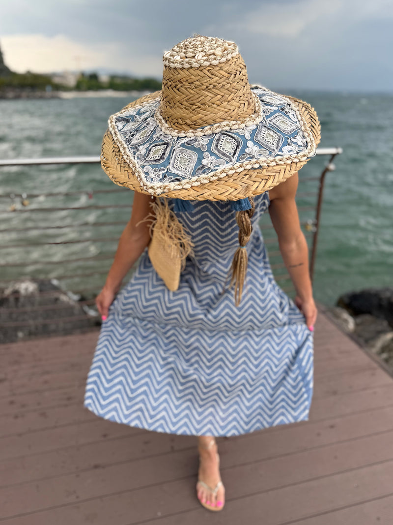 CAPELLO IN PAGLIA BOHO CON PASSAMANERIA