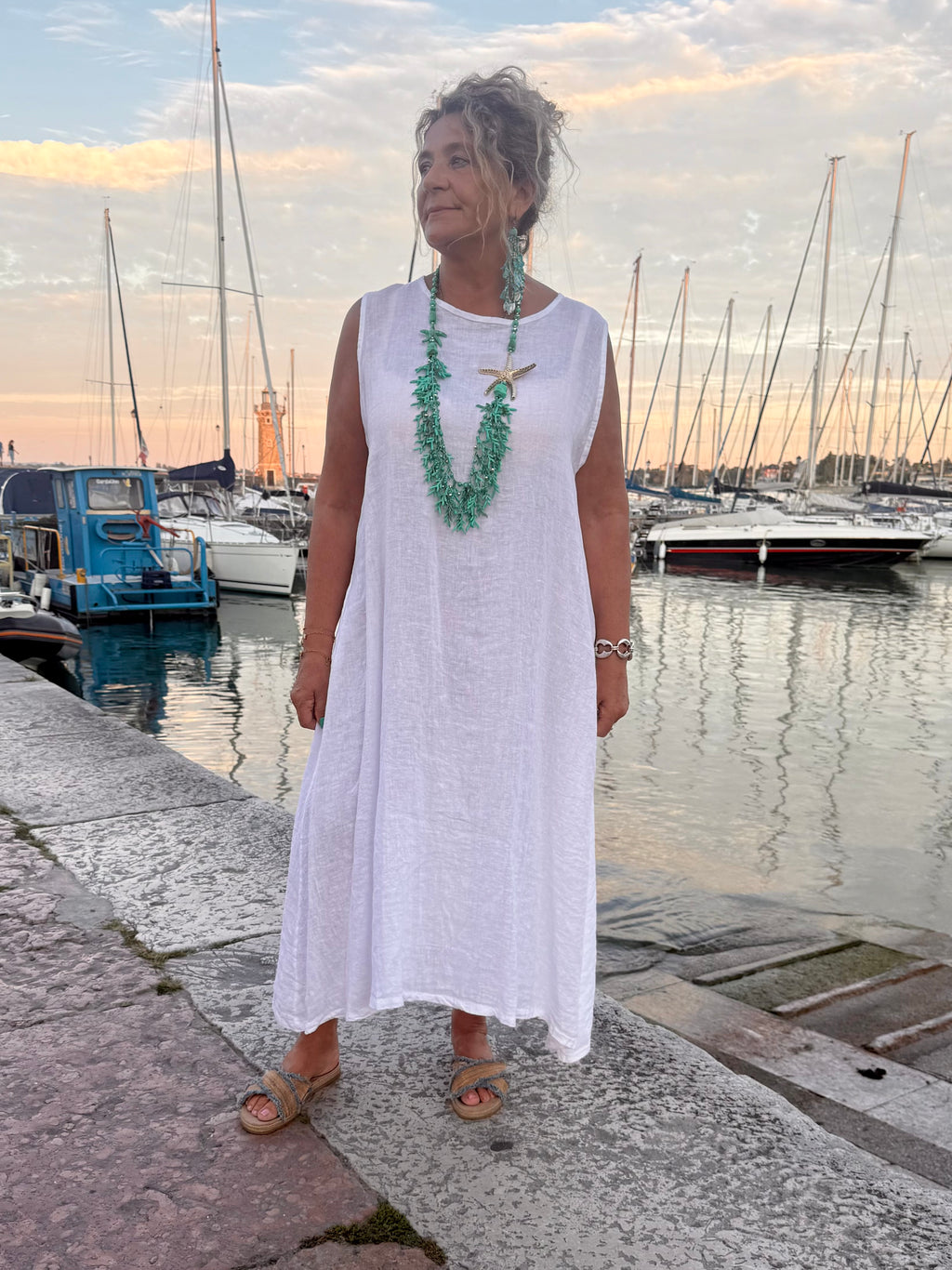 ABITO BIANCO ELIDIE IN LINO