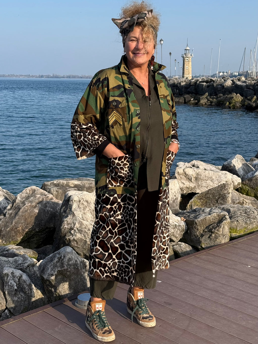 GIACCA LUNGA MIMETICA MILITARE
