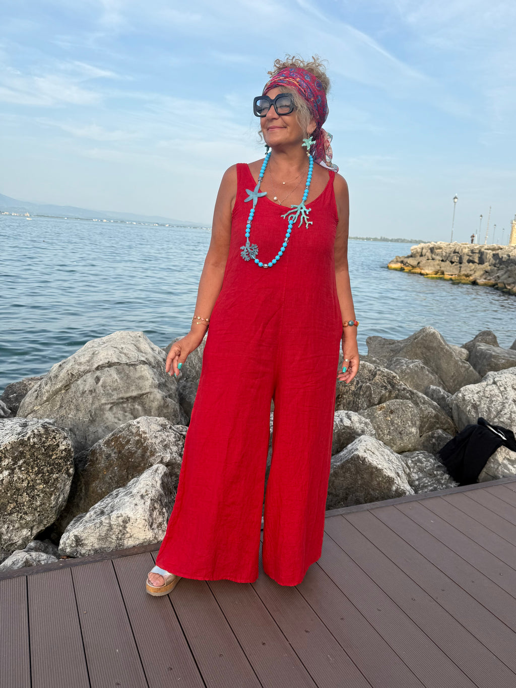 TUTA VIVIENNE IN LINO ROSSA