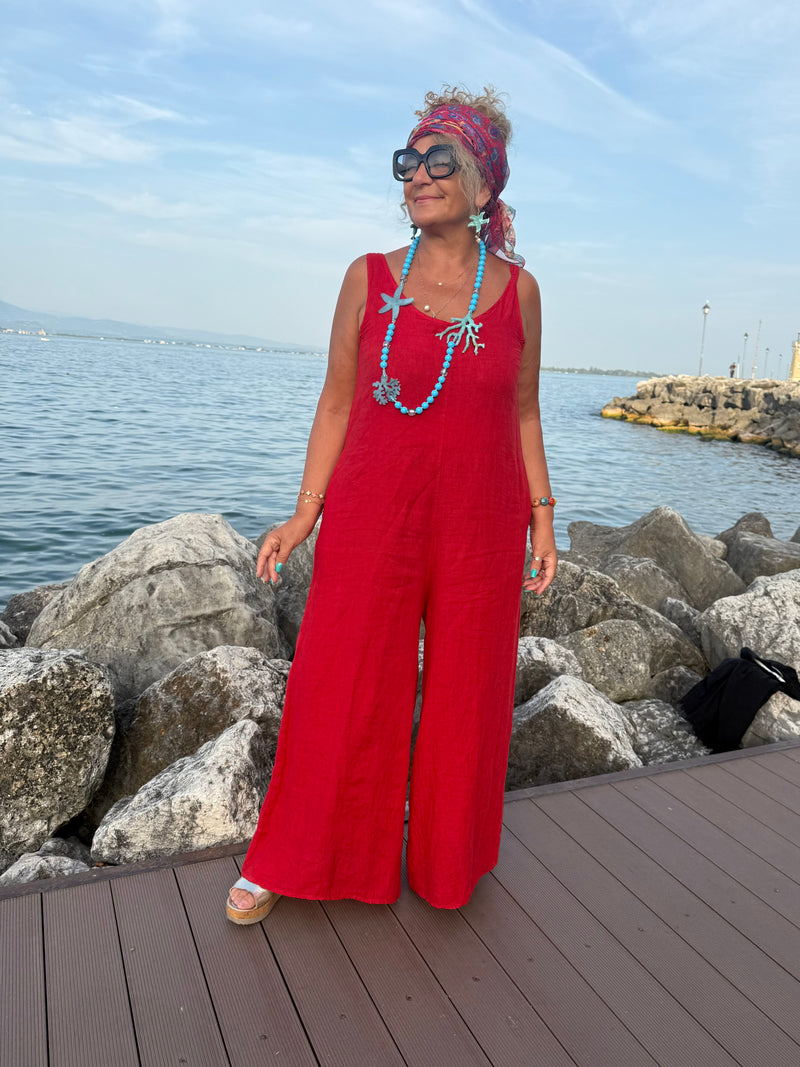 TUTA VIVIENNE IN LINO ROSSA