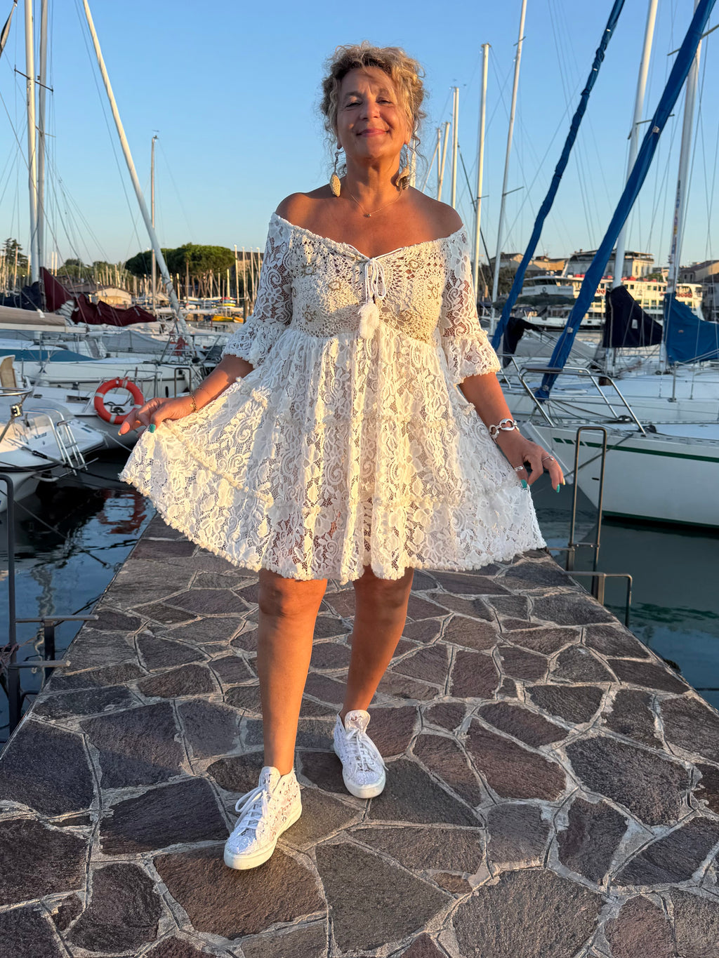 Orecchìni uncinetto beige