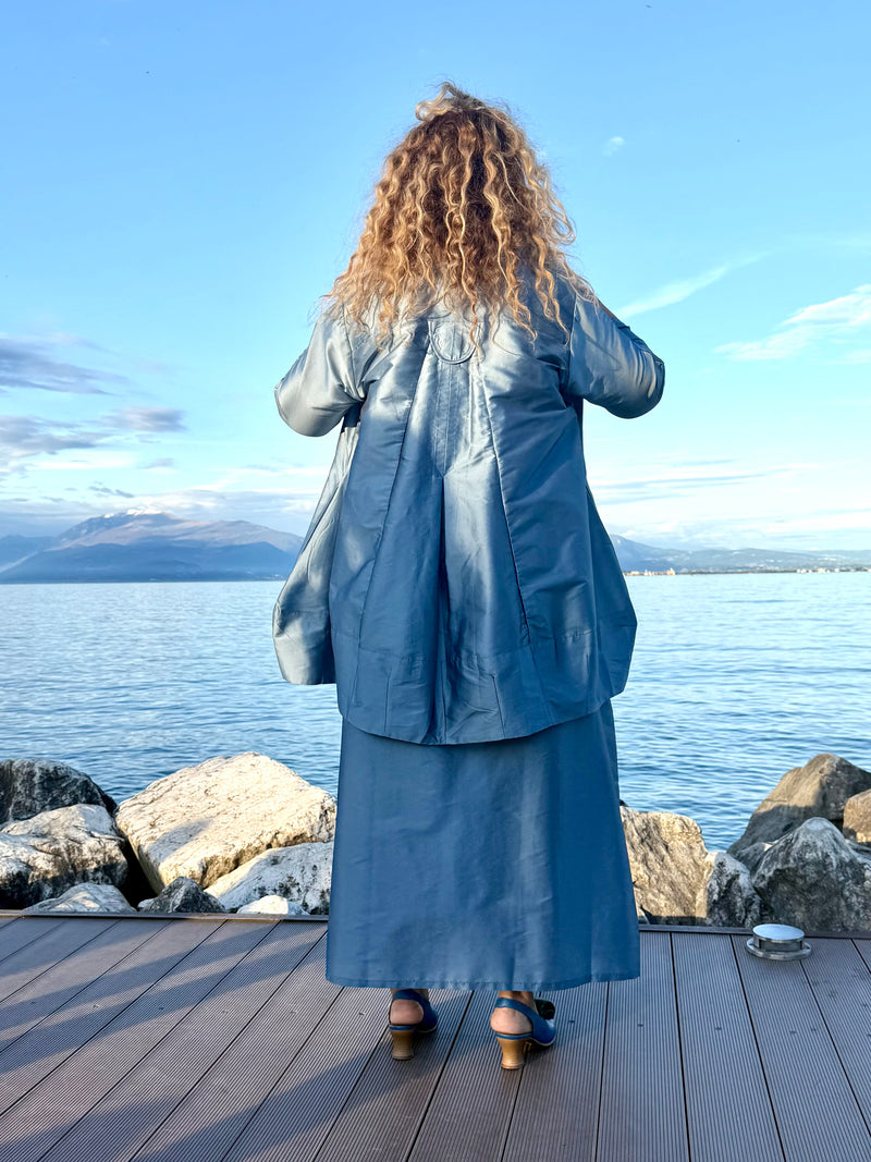 CAMICIA AMPIA AZZURRO POLVERE