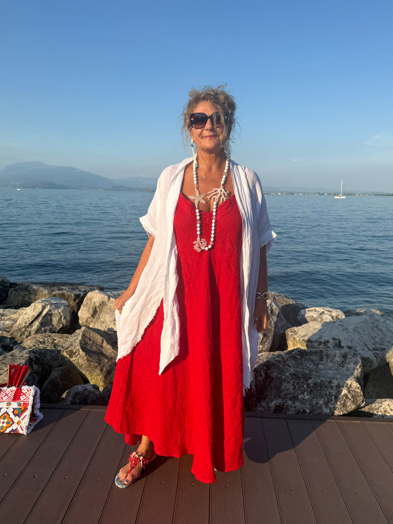 ABITO LINO KELLY ROSSO