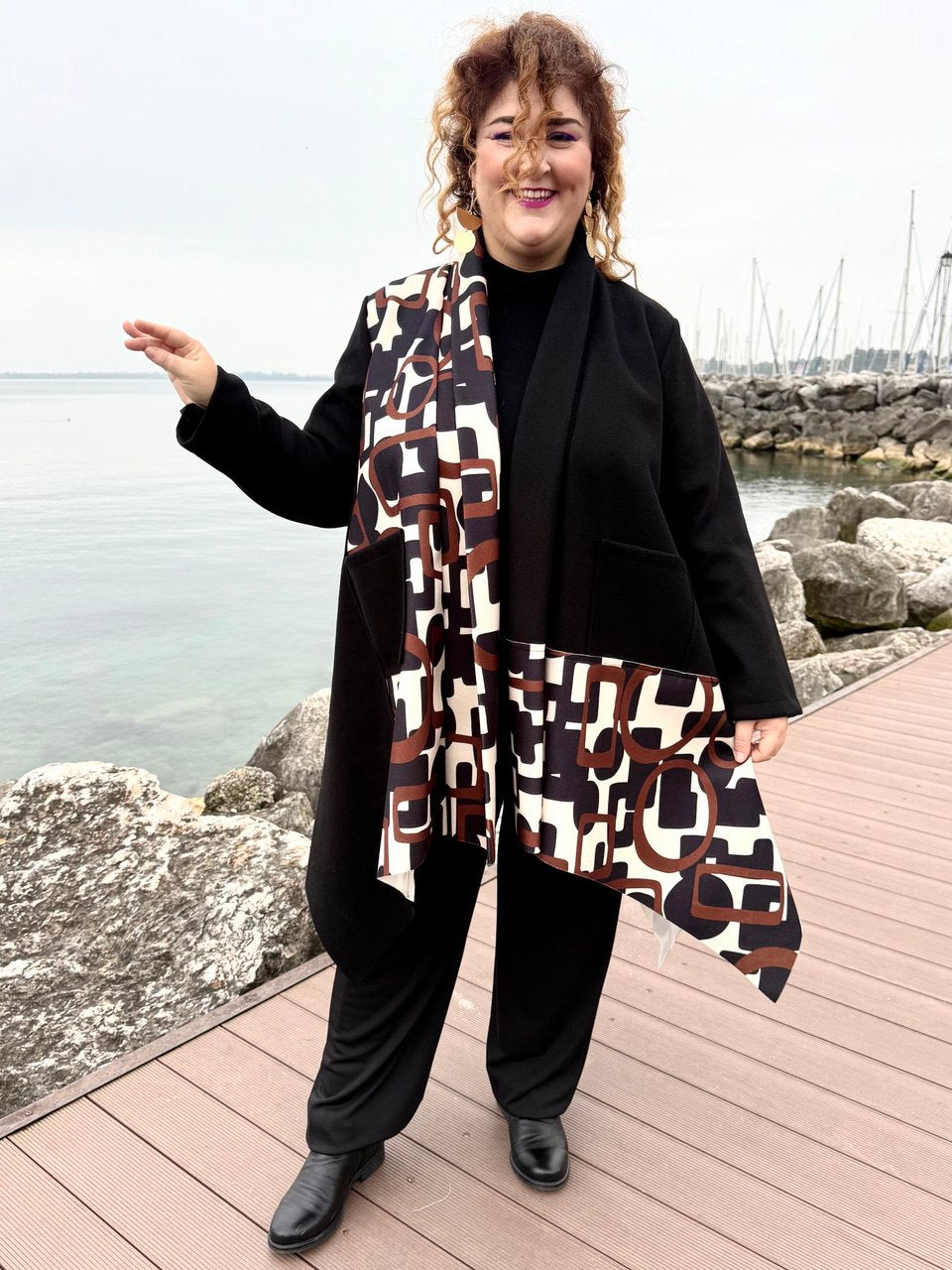 GIACCA WANDA STAMPA MARRONE