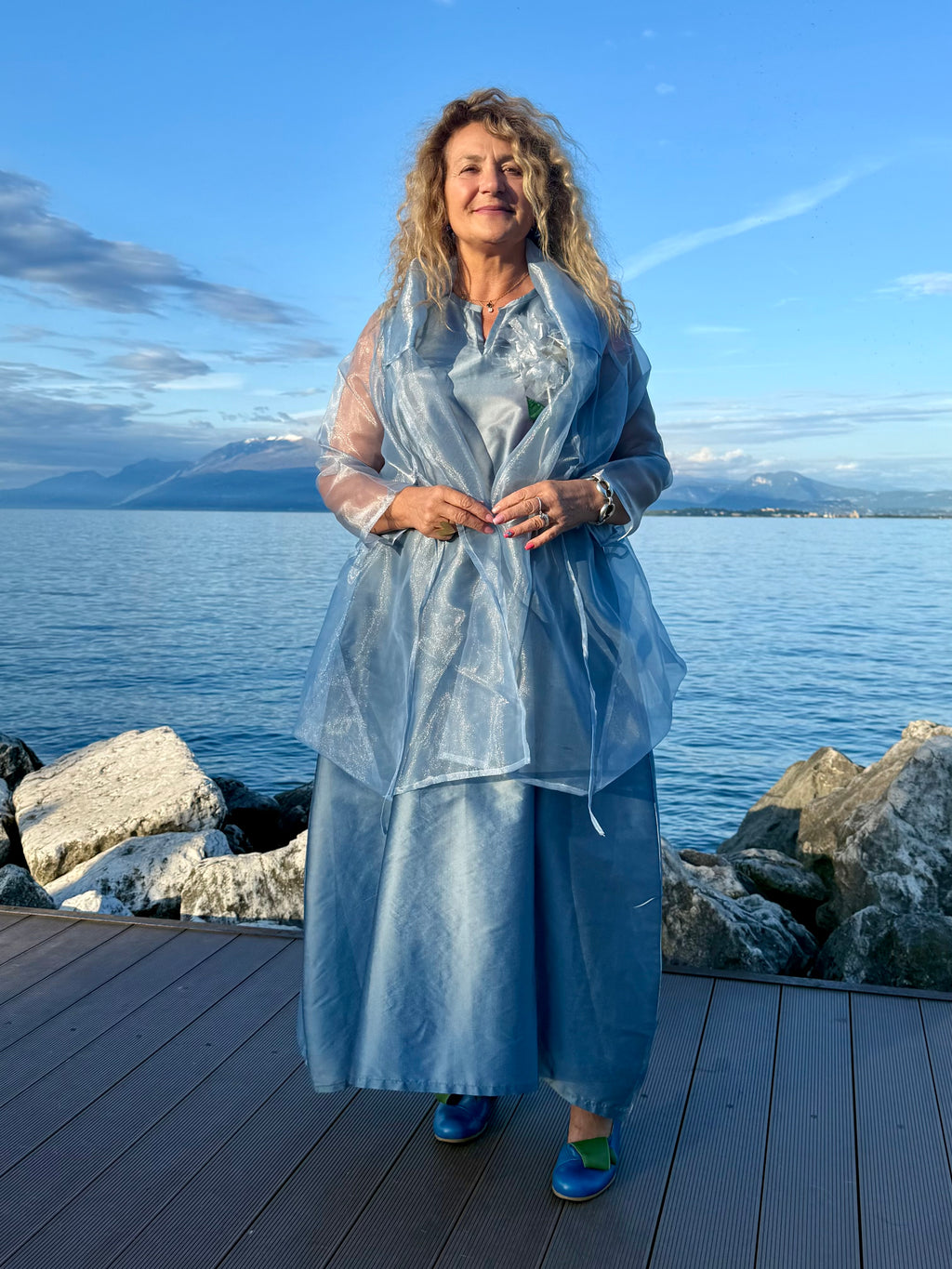 COPRISPALLE ORGANZA AZZURRO POLVERE