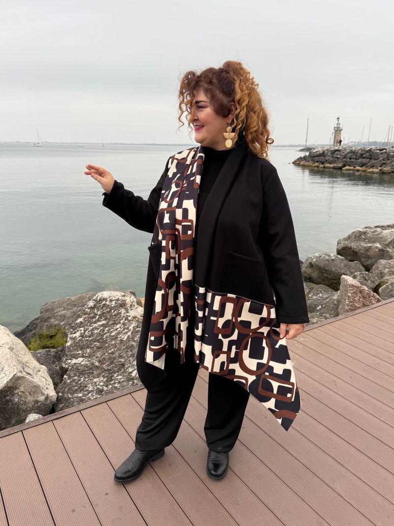 GIACCA WANDA STAMPA MARRONE