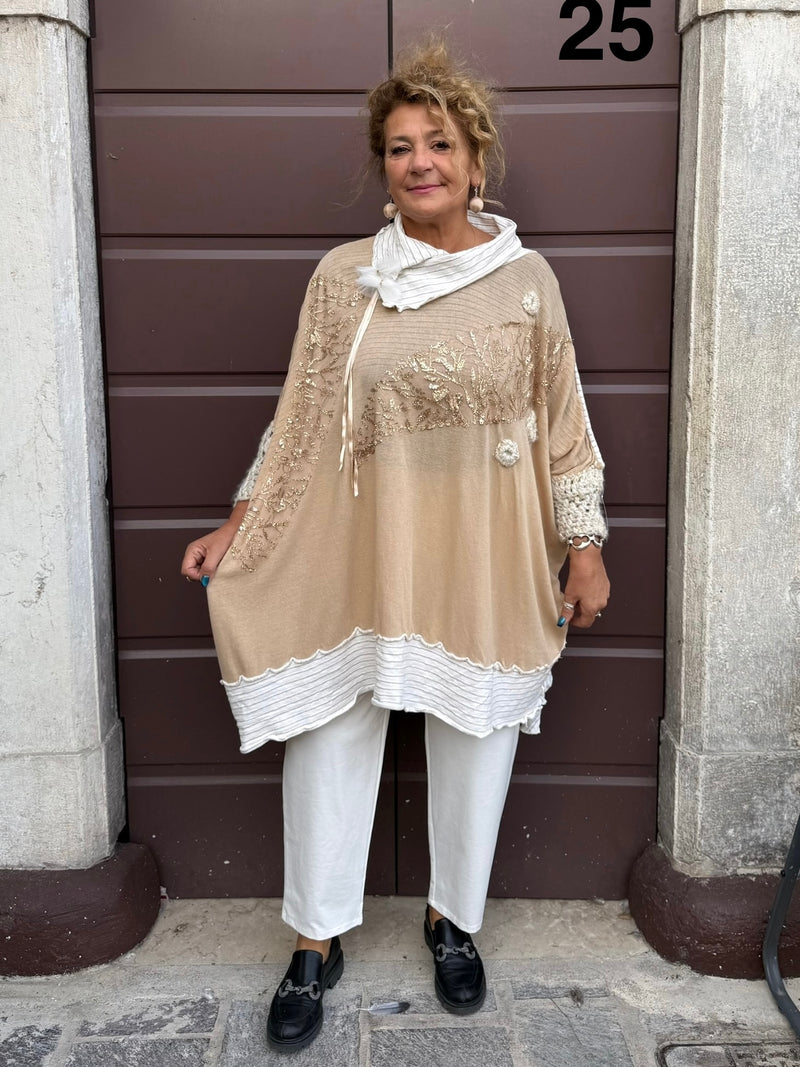 PONCHO/ BIG MAGLIONE BEIGE