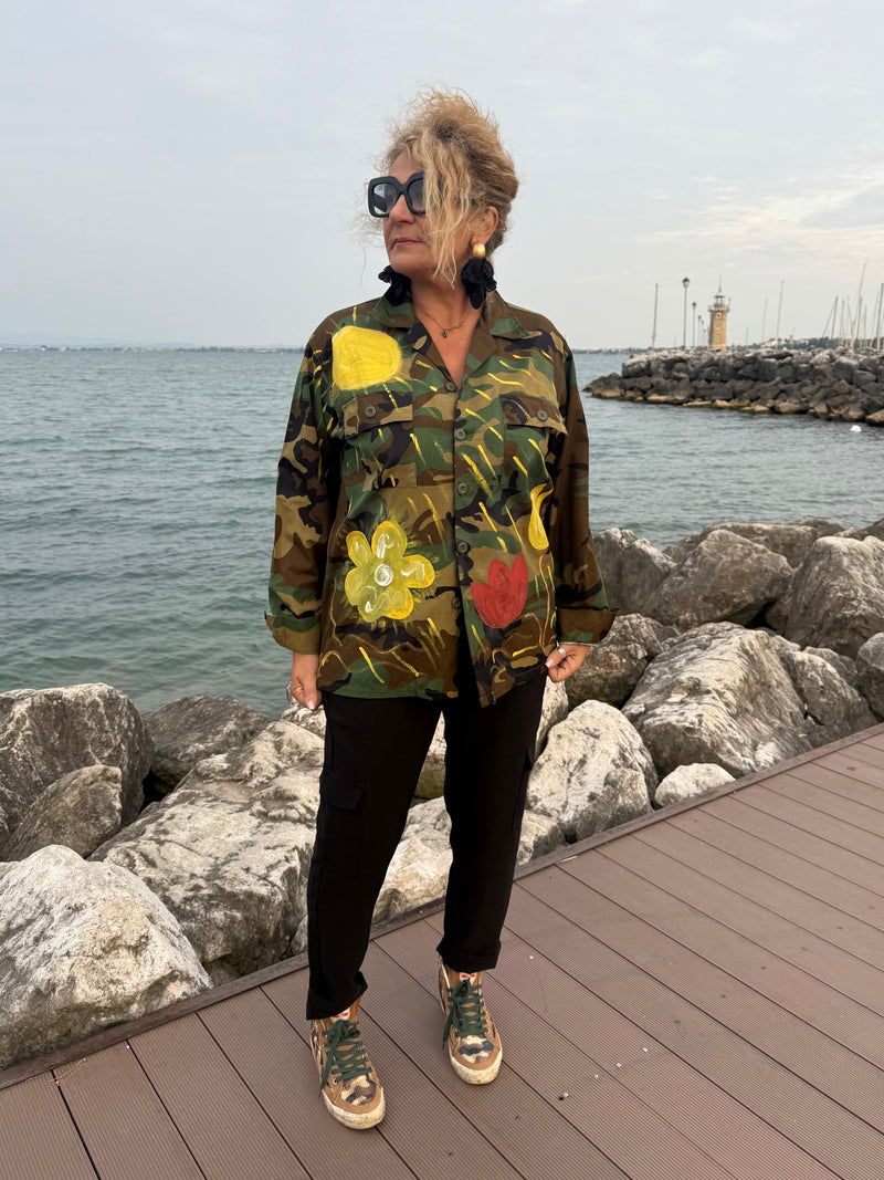GIACCA /CAMICIA CORTA MILITARE DIPINTA