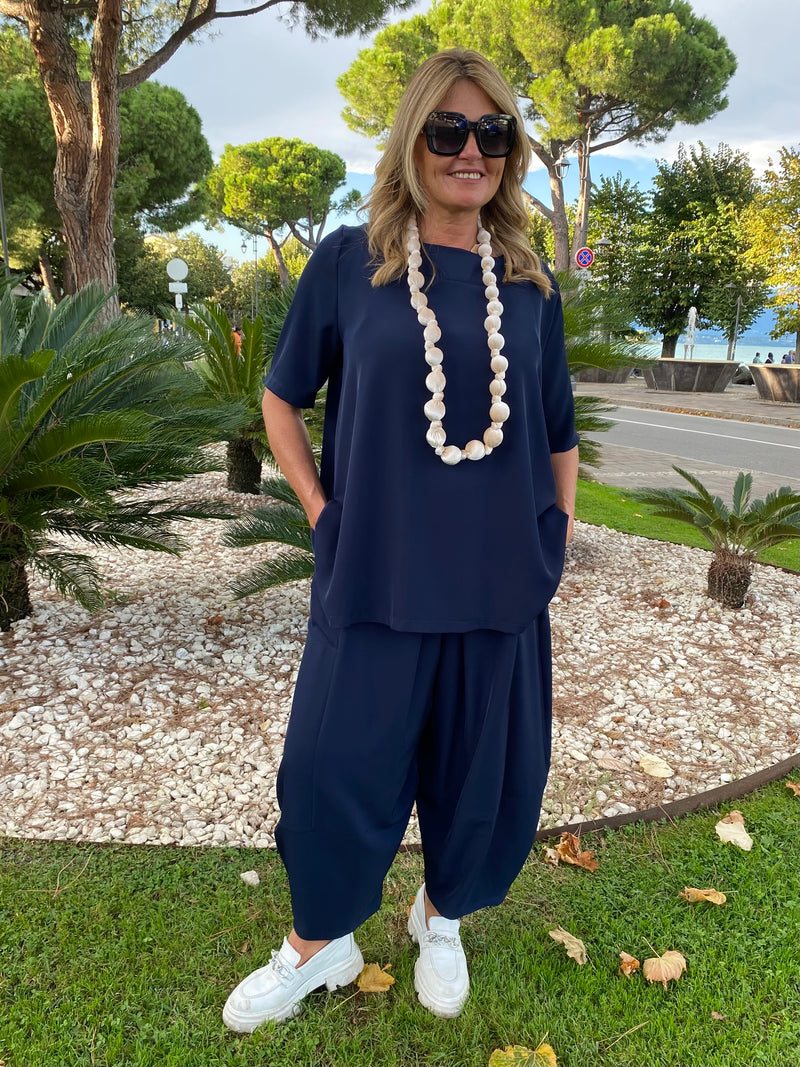 COMPLETO ROBERTA CASACCA E PANTALONE GAUCHO BLU