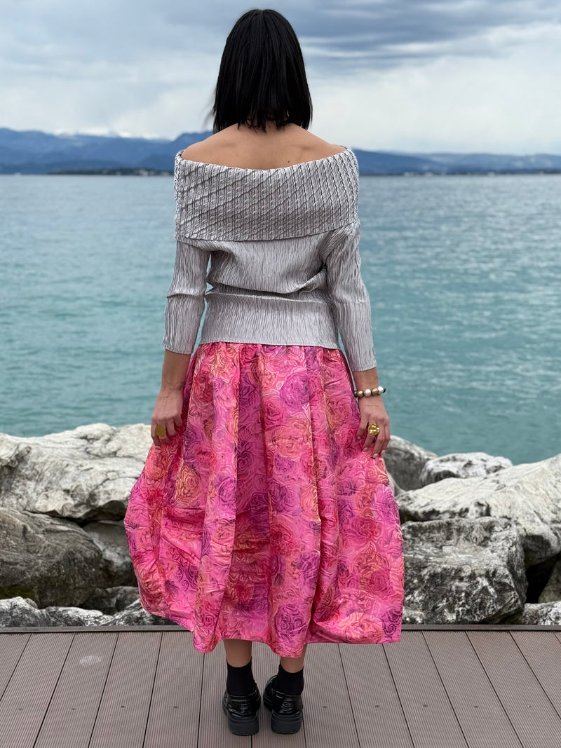 GONNA IN JACQUARD ROSA CON ROSE
