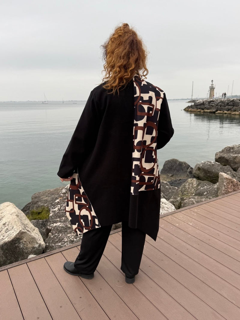 GIACCA WANDA STAMPA MARRONE