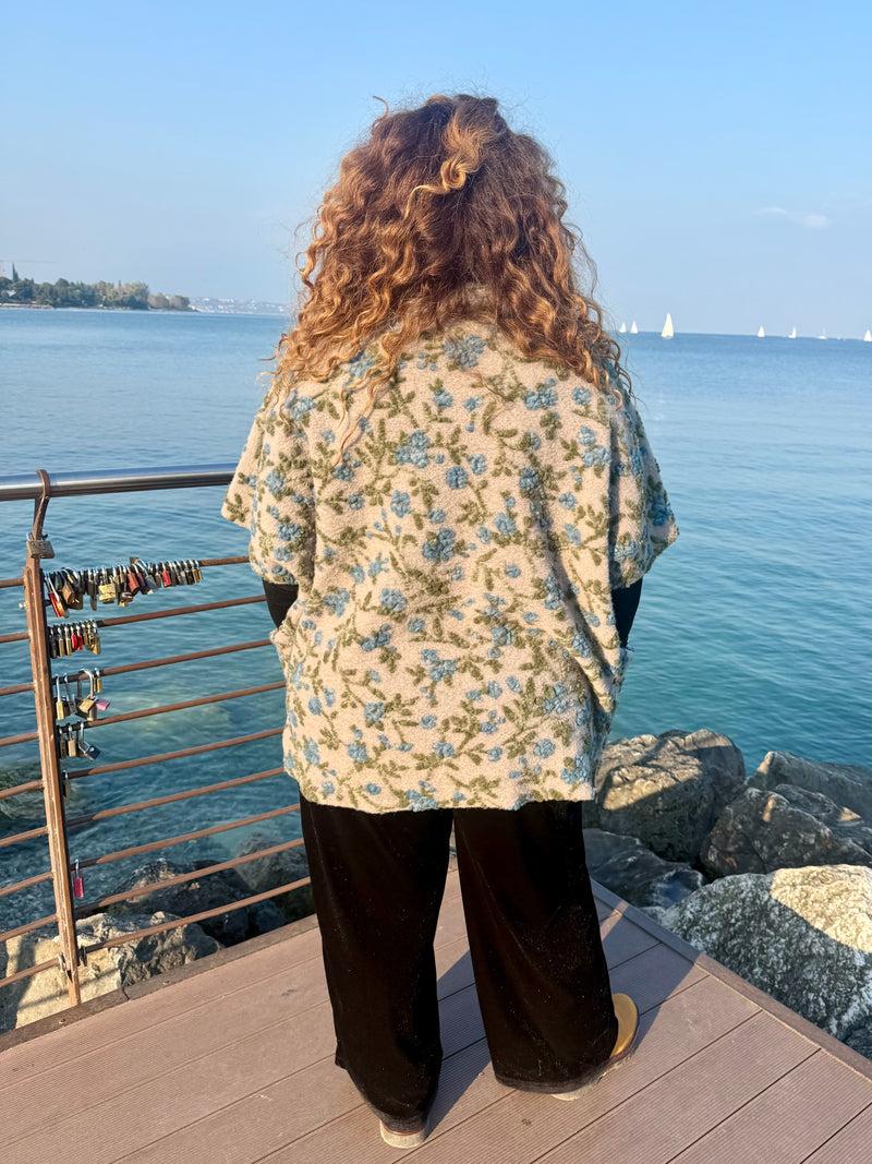 GIACCONE OSLO MÉLANGE  fiori azzurri