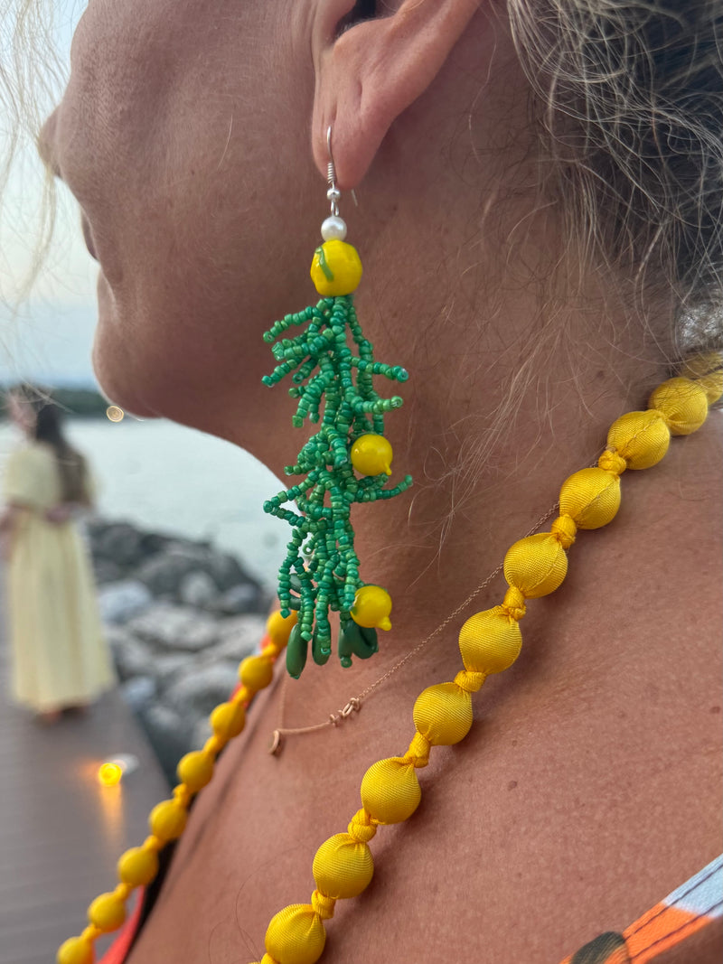 ORECCHINI PERLINE VERDI E LIMONI