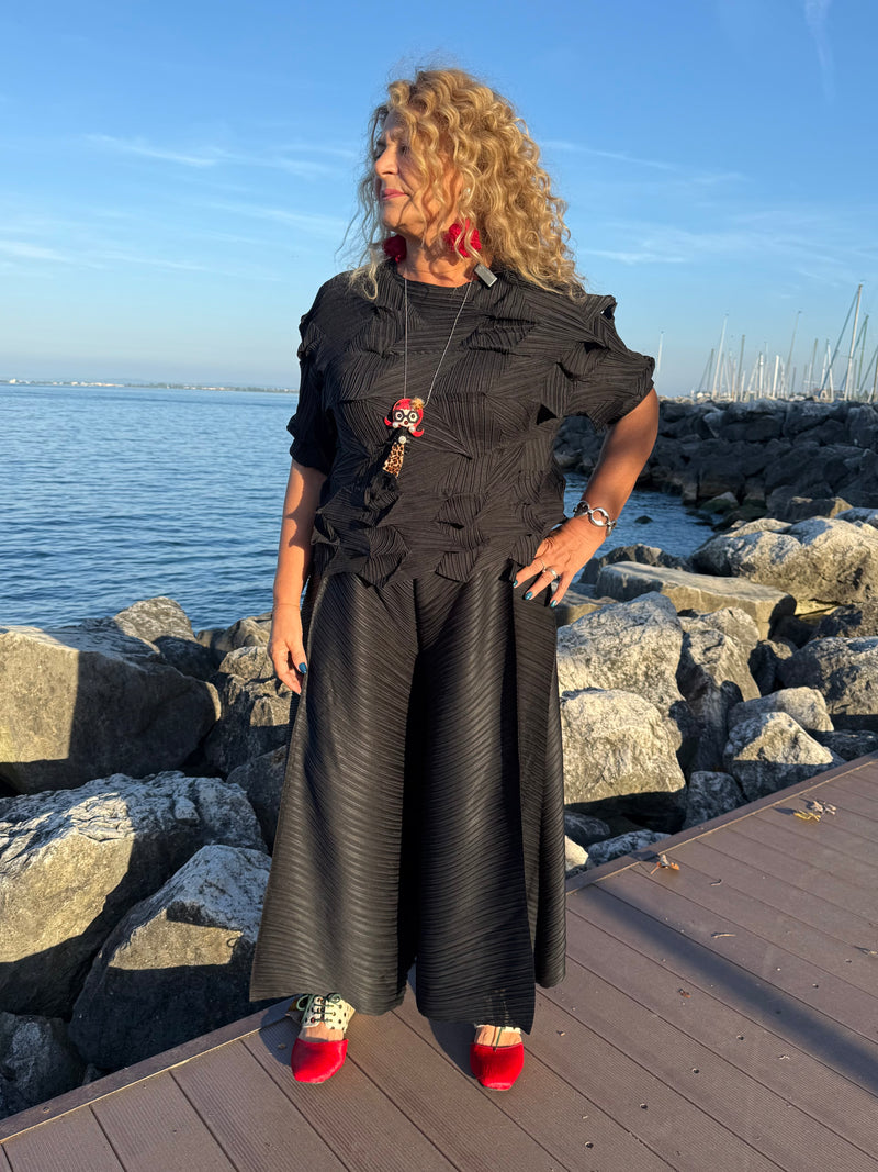 PANTALONI  IN PLISSE' CIN PANNELLI