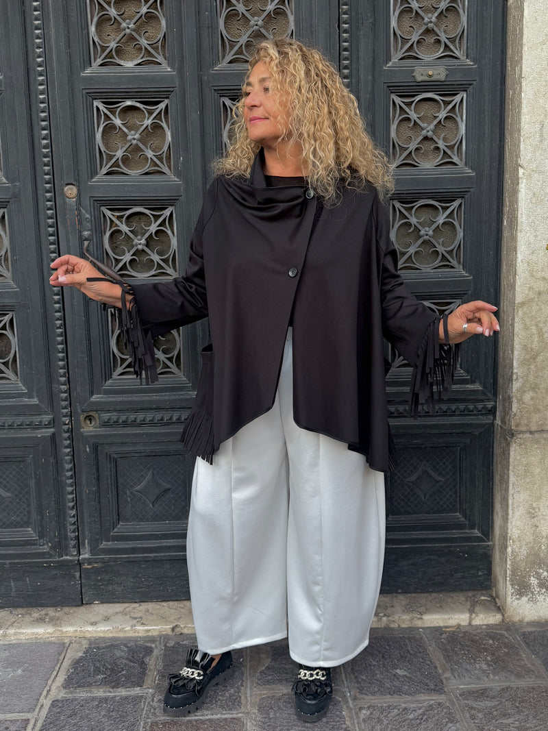 Giacca taglio trapezio con frange