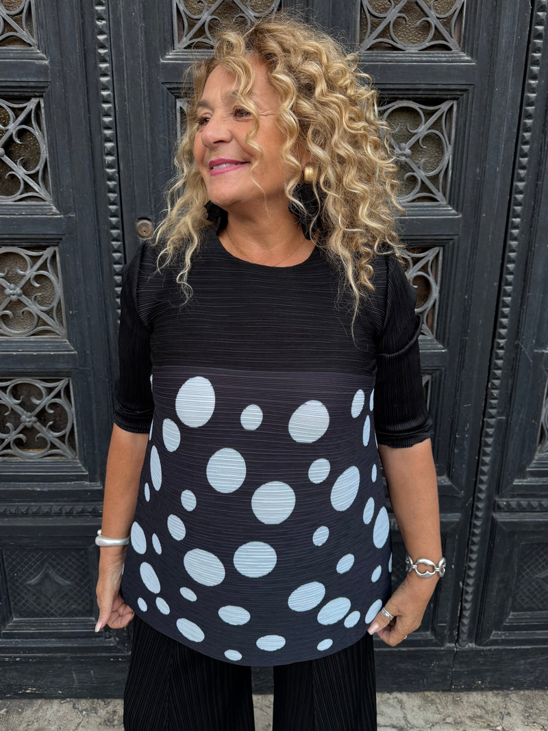 MAGLIA IN PLISSE POIS