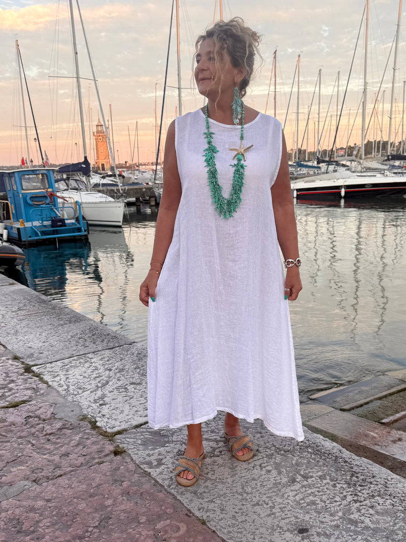 ABITO BIANCO ELIDIE IN LINO