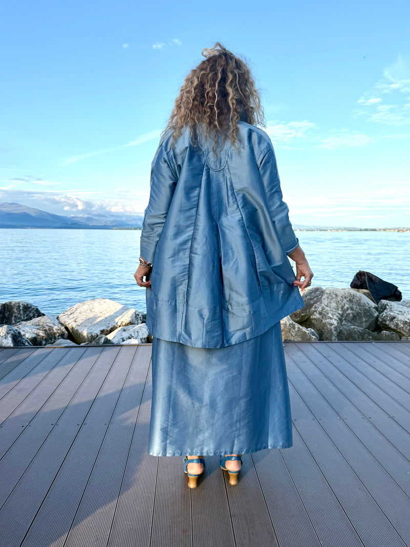 CAMICIA AMPIA AZZURRO POLVERE